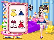 Cute Waitress Daily Routine game image showing Liz the waitress in her uniform cleaning up a messy cafe