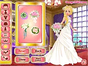 Summer Wedding online dress up game featuring a beautiful bride, Jane, in a white wedding dress and veil, ready for her ceremony.