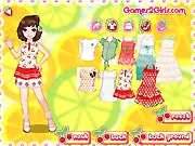 Fruit Style Fashion free online game, girl choosing a bright outfit for a fruit juice advertisement, dress up and styling game