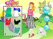 Walking with My Pet free online game, puppy and girl going to park, dress up game, play on PlayArcadeHub