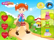Sandra going to school dress up game online free, choosing outfit and backpack on PlayArcadeHub