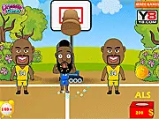 Screenshot of NBA Ice Bucket Challenge game showing LeBron James and Dwyane Wade standing under a bucket of water.