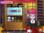 Screenshot of Halloween Couple dress up game showing Rosa and Richard trying on matching spooky costumes and makeup for the scary party