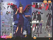 Screenshot of the Lady Halloween free online dress-up game showing Tara in a beautiful and scary costume
