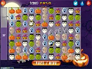 Screenshot of the Happy Halloween Match 3 puzzle game board filled with festive icons like pumpkins and ghosts.