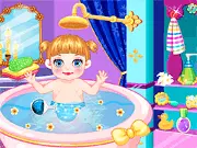 Baby Bathtime care game where you wash and dress up a baby in a cute outfit for free online play