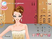 Screenshot of Salsa Night Makeup Edition online game showing a character with bold, vibrant makeup and an elegant outfit suitable for Latin dancing.