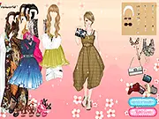 Screenshot of the Lady Fan Children free dress-up game showing a stylish model in an elegant gown
