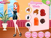 Screenshot of Gorgeous Heels dress up game showing Mina and Tina modeling stylish outfits built around a stunning pair of high heels, the stars of their fashion looks