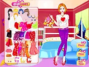 Valentine's Shopping dress up game online free with girl choosing fashionable outfit for gift buying