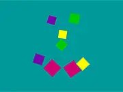 Colorize game screenshot showing geometric shapes being dragged and dropped to blend colors on a canvas, free online brain puzzle game on PlayArcadeHub