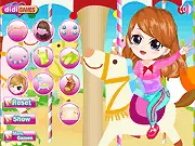Merry Go Round Dress Up free online fashion game screenshot, dressing up a girl for a funfair and merry-go-round ride