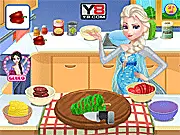 Pregnant Elsa cooking a delicious pizza online, free cooking game for kids on PlayArcadeHub.