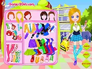 Back to School Girl Dressup free online game featuring a student preparing for a new term by choosing school clothes on PlayArcadeHub