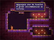 Castle of Deception game screenshot, magician character using a developer cheat menu to gain special powers and collect stars in a platform level