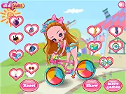 Free online dress up game Cycling Little Princess featuring a cute girl Brianna selecting a comfortable cycling outfit and helmet for her bike trip