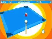 Screenshot of PowPool game with billiards balls that look like bombs on a pool table with fuses counting down