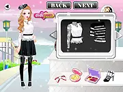 Two girls dressed in chic black and white fashion, applying makeup in the free online dress-up game Black and White Fashion 2.
