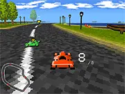 Pixel Paper Kart free online game, a pixelated racing kart speeding around a colorful circuit track