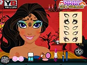 Elena Halloween Spa free online makeover game screenshot showing Princess Elena receiving a facial treatment