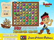 Play Jake The Pirate Treasure Crush free online match 3 puzzle game, combine diamonds to regain treasure