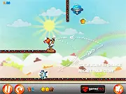 Pyro Launcher game screenshot, free online physics puzzle game, launching missile to unfreeze sheep, play free on PlayArcadeHub