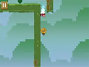 The Glue Knight character running and sticking to a wall while jumping over a gap in the free online auto-scroller game