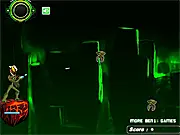 Ben 10 Omniverse Shooting game screen, Ben Tennyson battling monsters with a laser gun in a dump