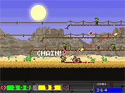 Gunnihilation pixelated side-scrolling shooter gameplay, retro 2D action game, free online shooting game on PlayArcadeHub