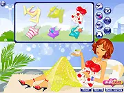 Sunbath Dressup free online game featuring two girls in stylish swimsuits on the beach