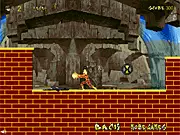 Ben 10 transforming into a powerful alien to fight a large creature on an exciting 2D platformer level, Ben 10 Fight 2 online game