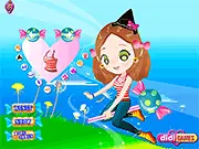 Screenshot of the Candy Fairy Flash dress up game showing the fairy character and candy-themed outfit selection menu