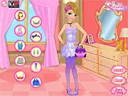 Dream Date Dressup game image showing Miranda dressed in a beautiful dress and jewelry, smiling and ready for her romantic first date