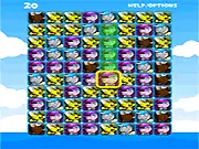 Free online Match 3 puzzle game Bunny Blocks on PlayArcadeHub, matching Viking Bunnies and collecting treasure.
