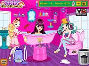 Ever After High Bathroom Cleanup Free Online Game Screenshot of Raven Queen and Apple White's Dorm | PlayArcadeHub