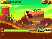 Stunt Karts game thumbnail showing a cartoon monkey driving a red go-kart in mid-air over a massive loop on a race track