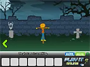 Screenshot of the Escape Spooky Labyrinth puzzle game showing a dark maze corridor with a puzzle element visible