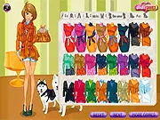 Lisa's Winter Wardrobe free dress up game, girl wearing a cute color-blocked winter coat and scarf