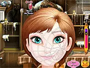 Frozen Anna Halloween Face Art free online game, giving Anna a terror look and Horror face Art for the Halloween season