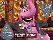 Bing Bong at the Dentist game screen showing the Inside Out character getting his teeth checked, play free dentist simulation game online