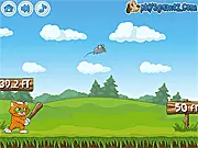 Mice Launch free online game screenshot, hitting the mouse with perfect timing for maximum distance, best physics launching game.