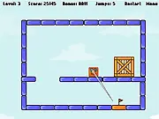 Jumping Box 2 - Reincarnation 2 online game, an orange square box avoiding enemy boxes on a gray platform
