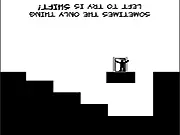 Shift puzzle platformer game online, a black stick-figure character standing on a white ceiling after flipping gravity