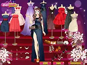 Screenshot of Sarah's Big Birthday Bash Dress Up game showing Sarah ready for her party in a stylish dress and makeup