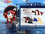 Pirate Baby free online dress-up game showing girl in pirate costume and hat