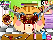 Doctor Cat Nose Clinic free game screenshot, player treating a sick cat's nose with medical tools, vet care online game