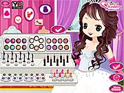 Princess Makeover game screenshot showing Princess Maria wearing a beautiful ball gown and professionally applied colorful makeup.