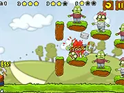 Vikings vs Zombies free online game screenshot showing a Viking throwing an axe at TNT and zombies