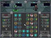 Galaxy Mission free Match-3 RPG online game screenshot showing a bounty hunter battling an alien enemy using colored tiles