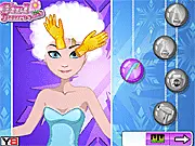 Frozen Elsa Hairstyles game screenshot, Queen Elsa with her hair being styled in a modern salon
